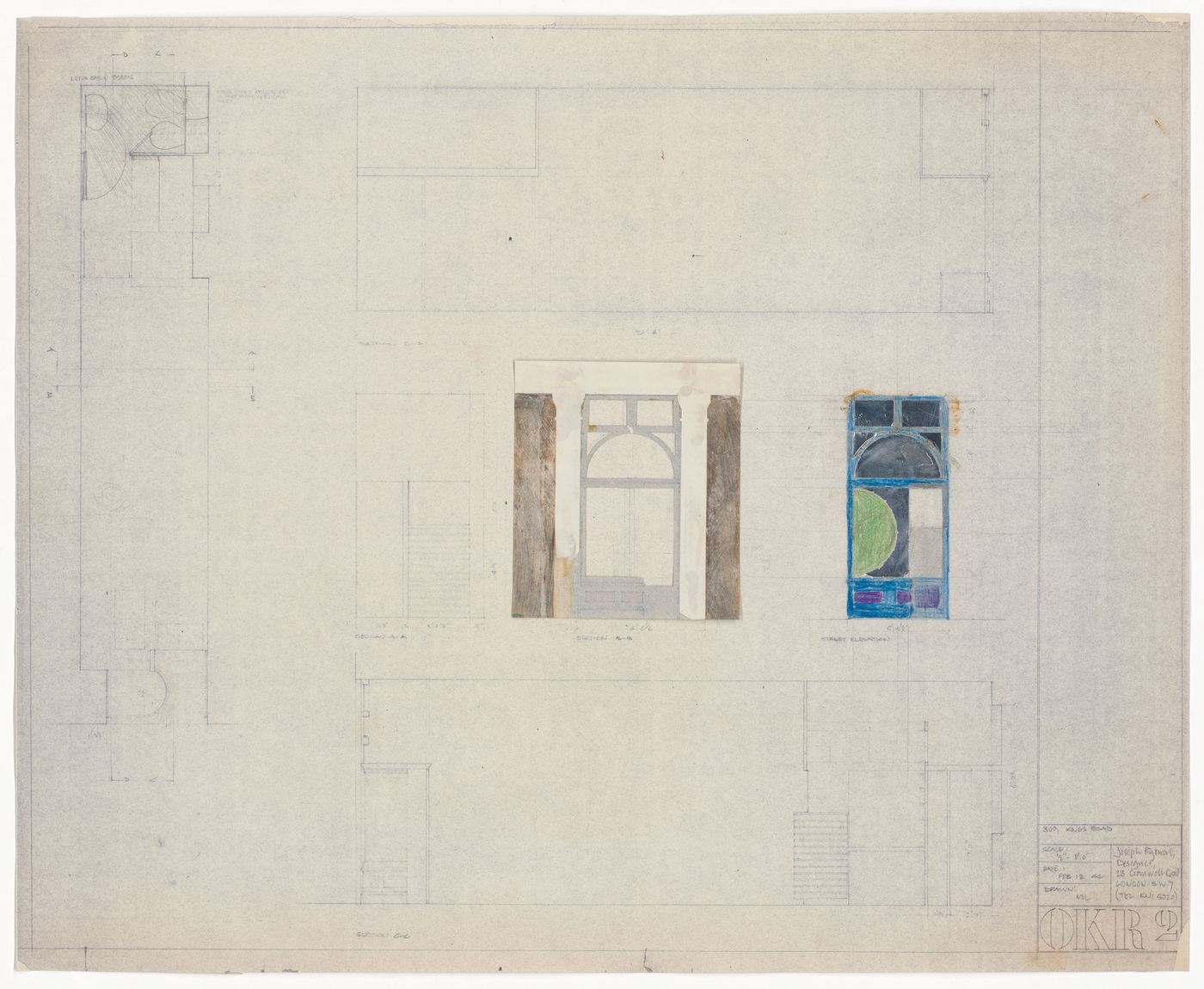 Plan, sections and elevations, bookshop, 309A King's Road, London