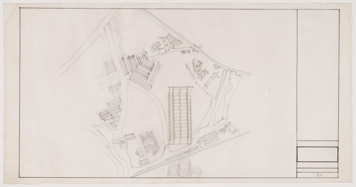 Fun Palace: Bird's eye axonometric view of site