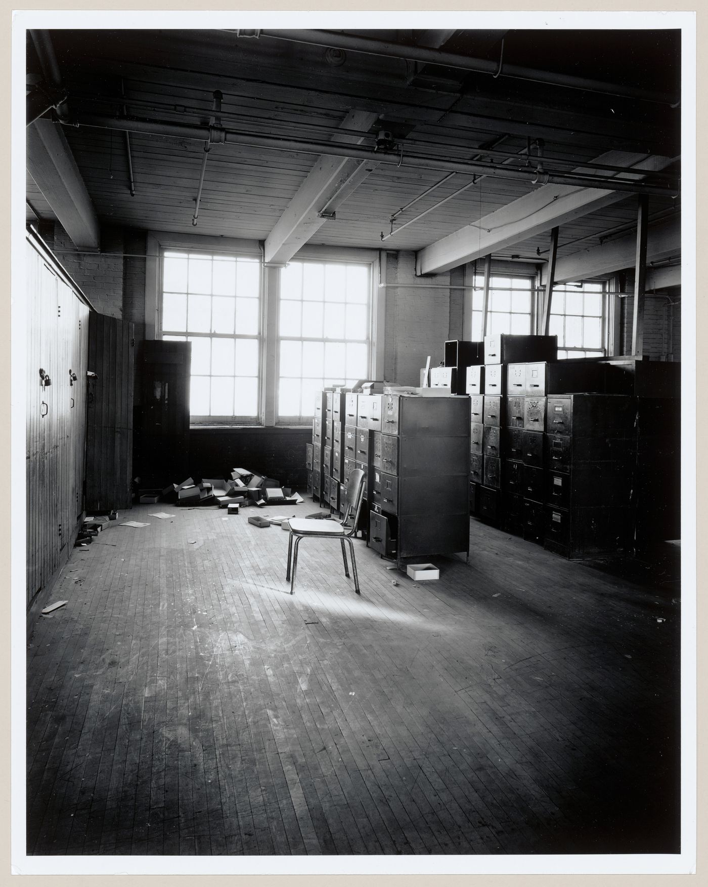 Interior view of the office area on the third floor of the administration building of the Belding Corticelli Spinning Mill, Montréal, Québec