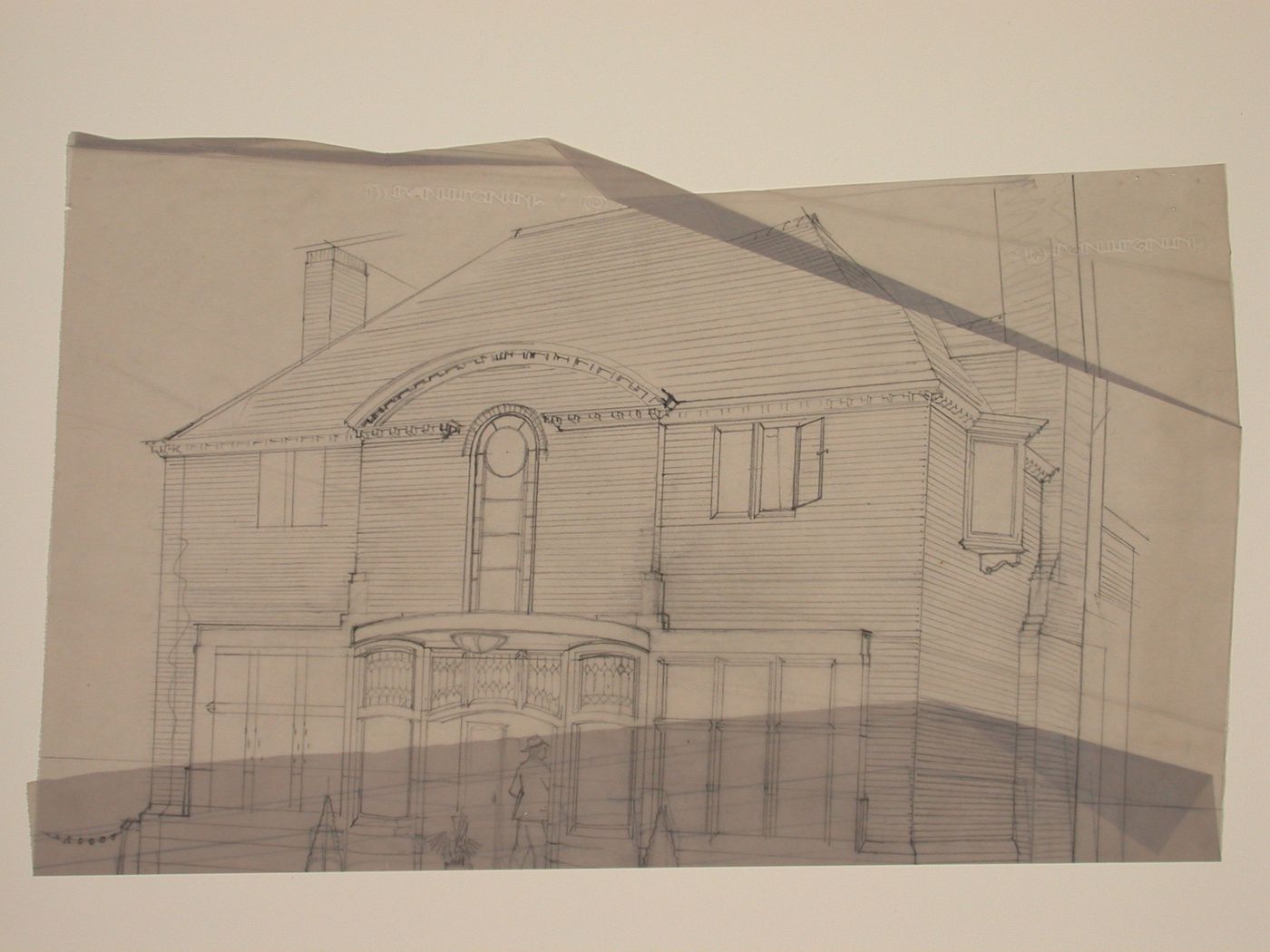 Perspectival view showing a house