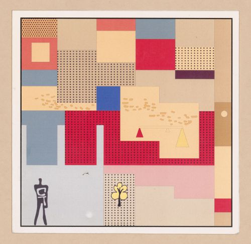 Card with abstract forms designed by Aditya Prakash, based on Le Corbusier’s tapestries in the High Court of Chandigarh, India