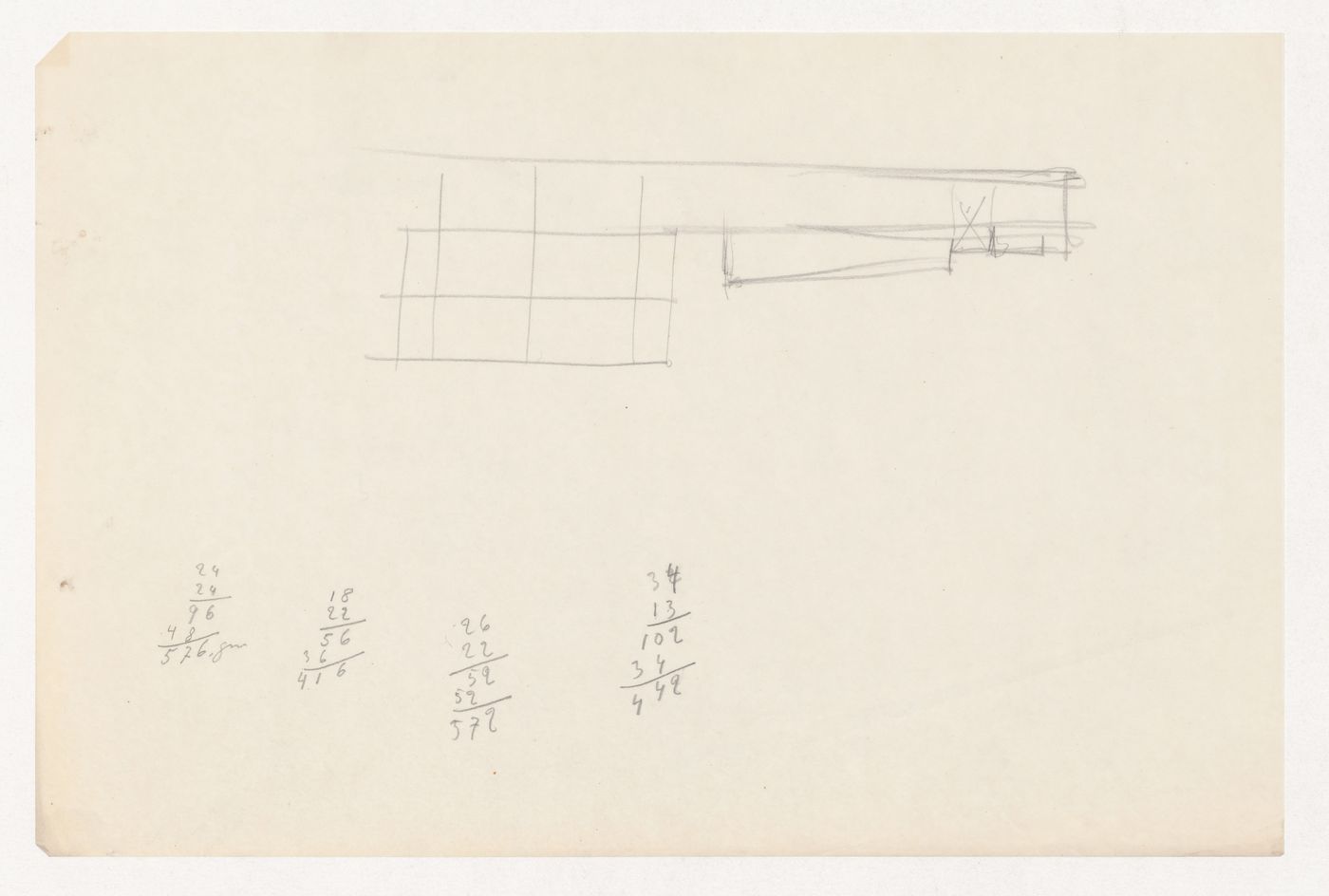 Partial sketch elevation for an auditorium and connected structures for Illinois Institute of Technology