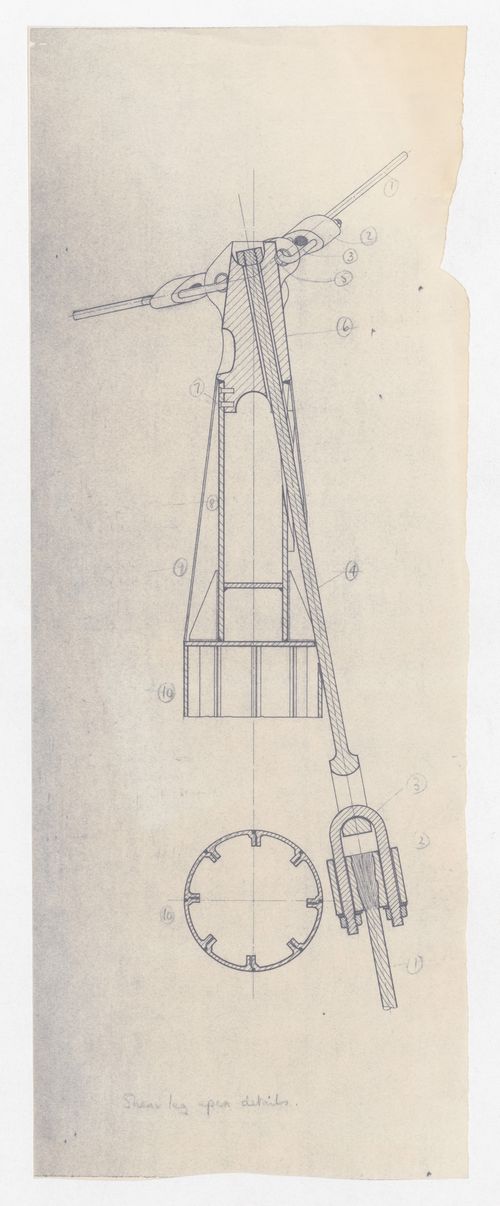London Zoo Aviary, Regent's Park, London, England: shear leg apex details