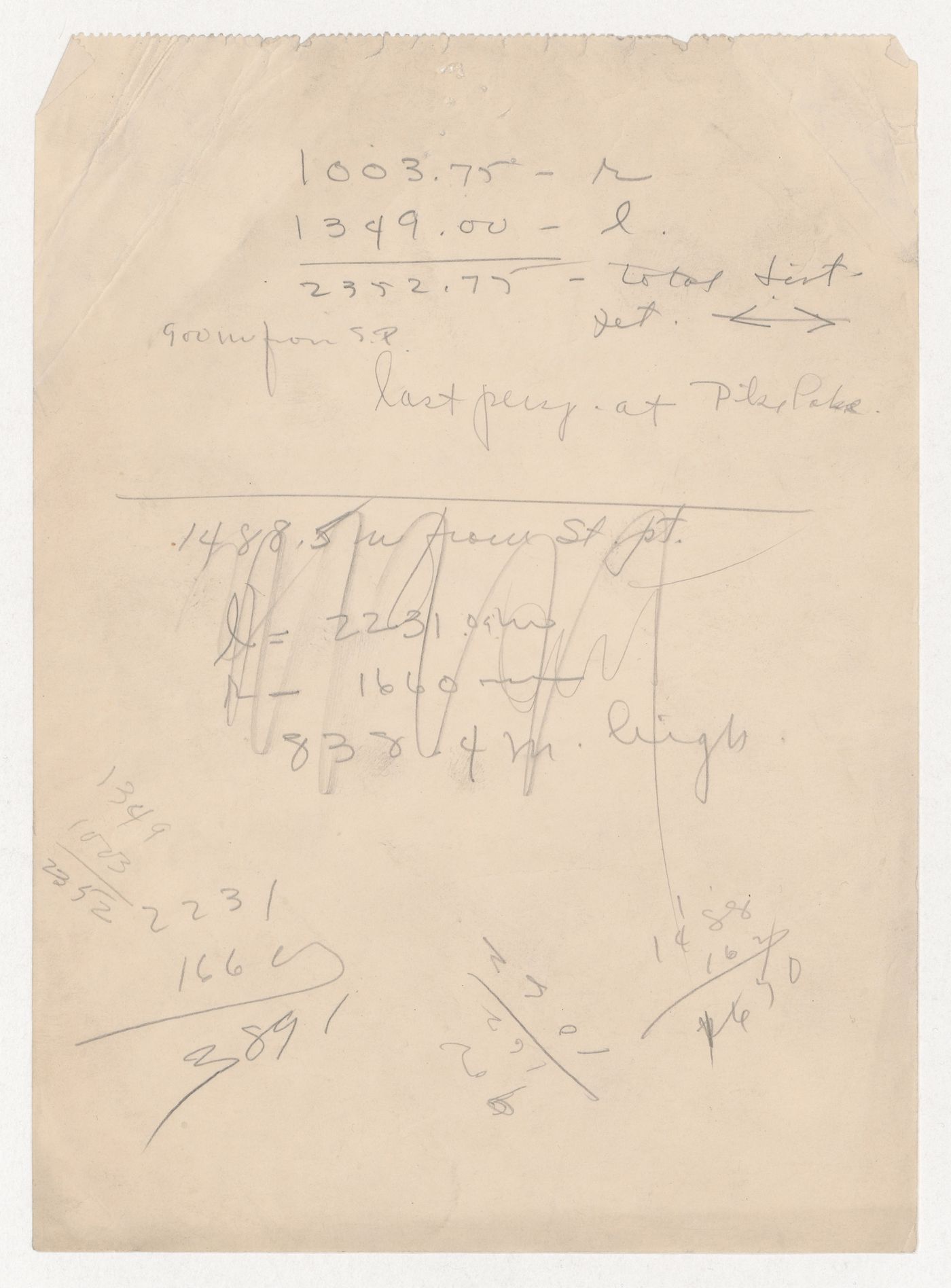 Calculations, probably for Illinois Institute of Technology