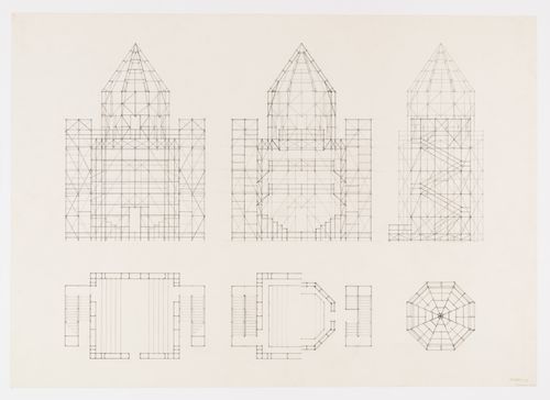 Sectional elevations and plans, Teatro del Mondo, Venice, Italy