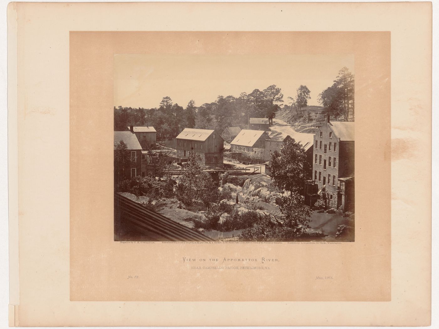 View of buildings along the Appomattox River, including the Merchant