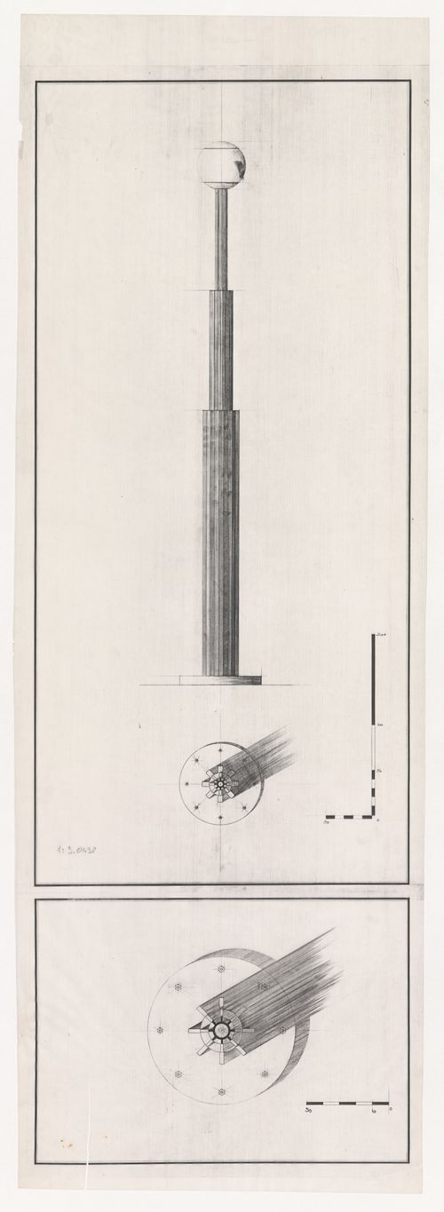 Elevation and plans for Lampada Alessi
