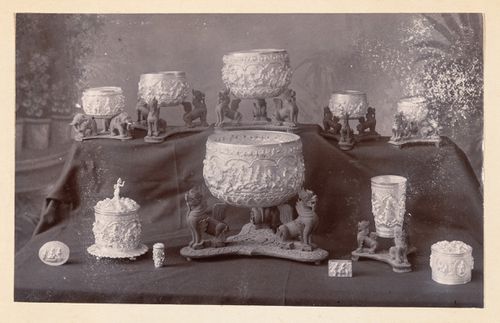 View of dishes, F. Beato Limited, C Road, Mandalay, Burma (now Myanmar)