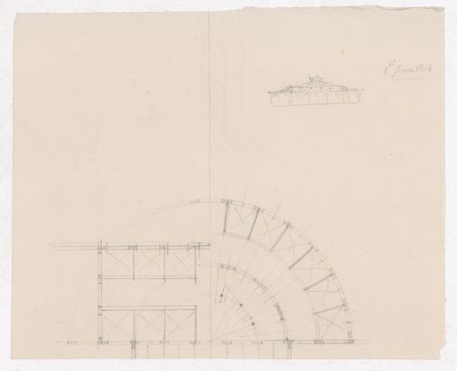 Partial plan and elevation for Market Building, Marché des Carmes, Paris