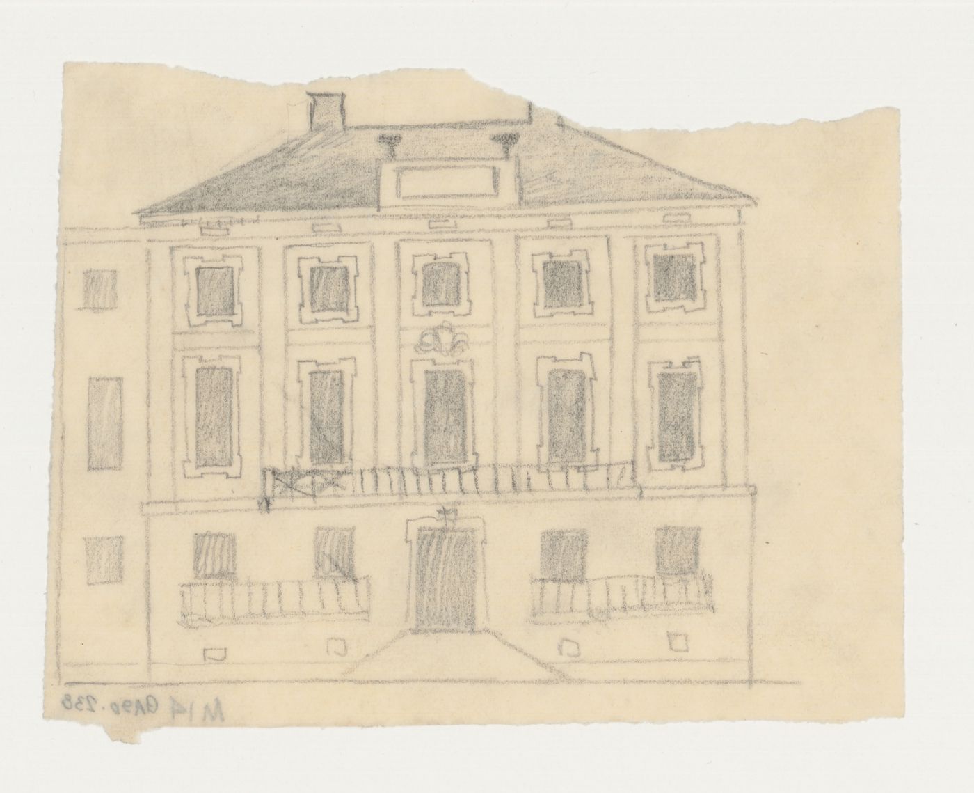 Sketch elevation for the principal façade for the 1918-1925 design for the Göteborgs rådhusets tillbyggnad [courthouse annex], Göteborg, Sweden