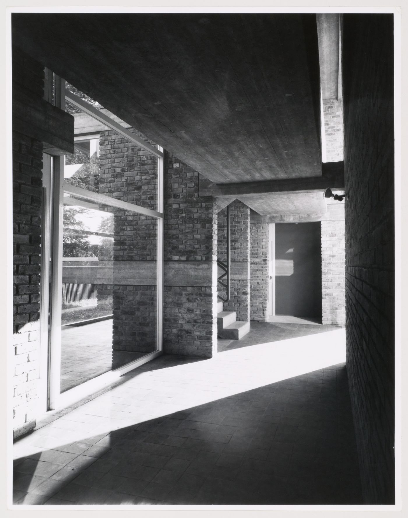 Interior view of hallway, flats at Langham House Close, Ham Common, London, England
