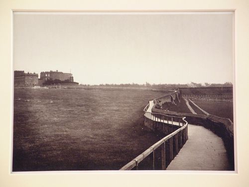 View of old city walls at edge of town, Chester, England