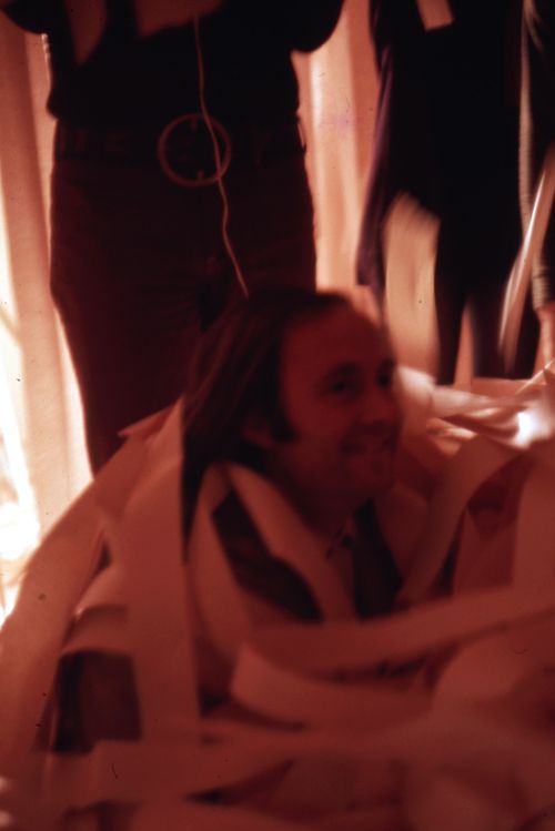 Slide of a visitor in installation Paper/Midwestern Ocean