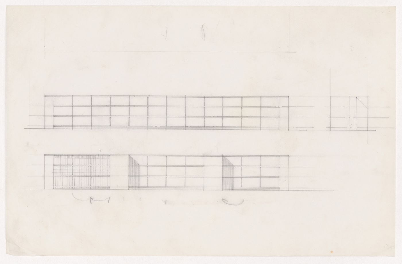 Principal and side elevations, possibly for an engineering building for Illinois Institute of Technology