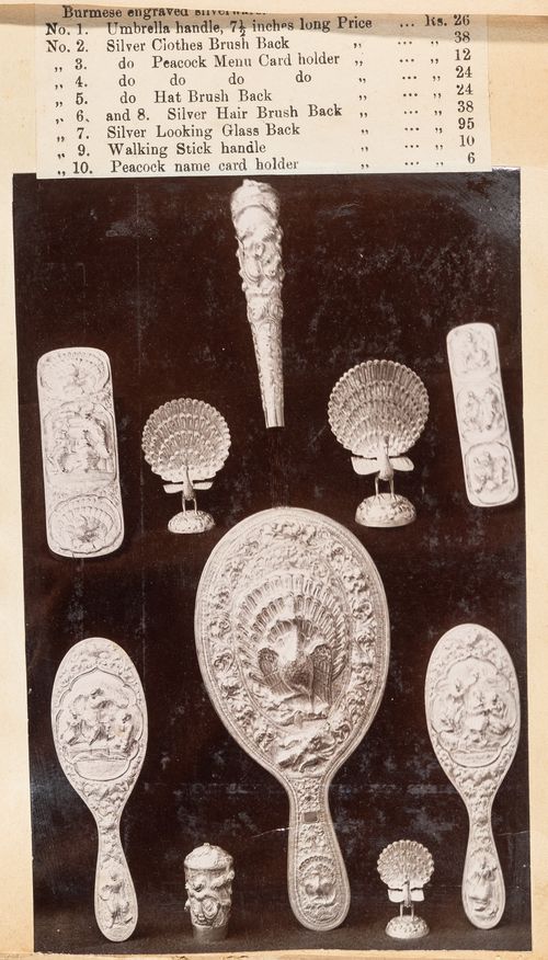 View of toilet sets, F. Beato Limited, C Road, Mandalay, Burma (now Myanmar)