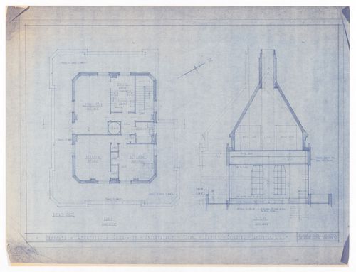 Reference drawing (plan and section) for Marine Building, Penthouse Alterations, Vancouver, British Columbia