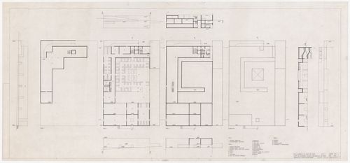 Library floor plans, sections and elevations for Centro Cultural de Sines, Sines, Portugal