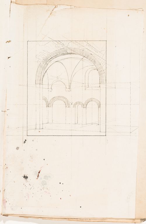 Axonometric drawing of the interior of a bath, probably the Thermes de Julien