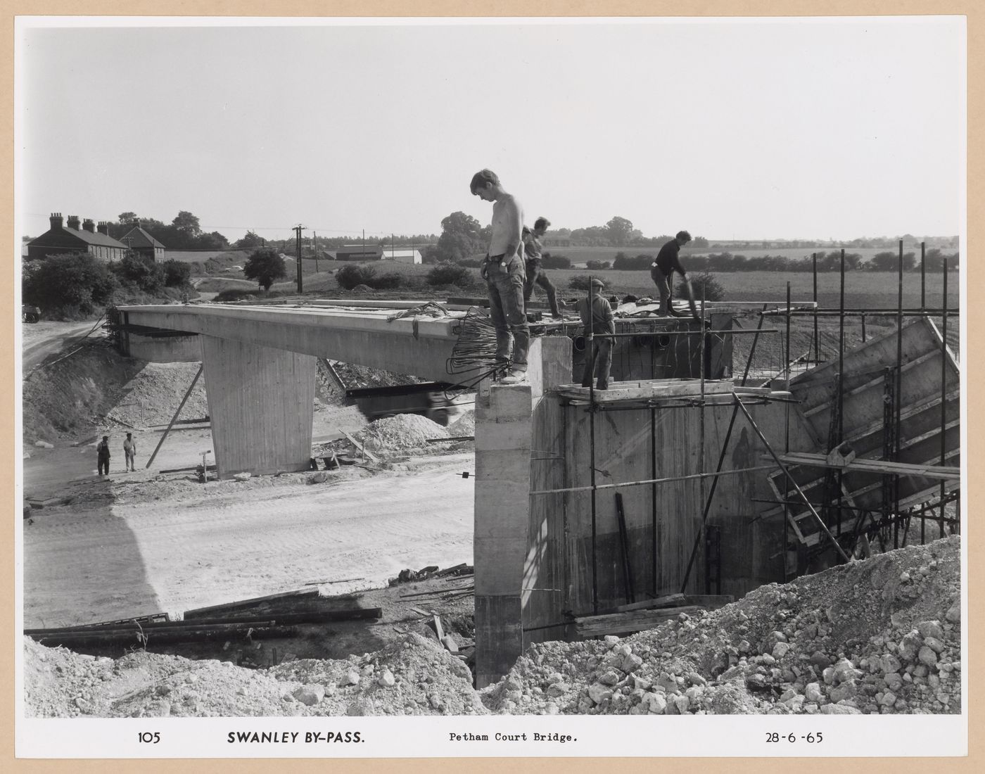 View of Petham Court Bridge during construction of the Swanley Bypass, England, United Kingdom
