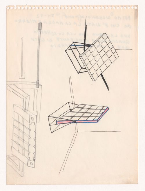 Sketches and notes for Misura lamp prototype for Flos