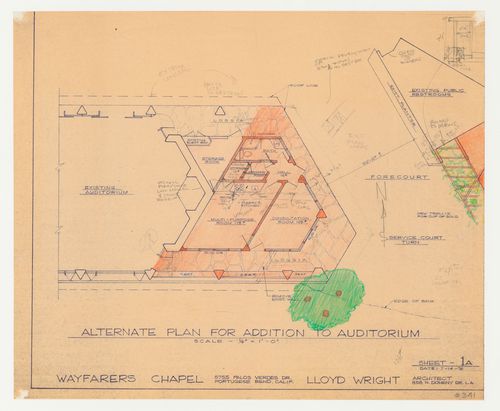 Wayfarers' Chapel, Palos Verdes, California: Plan for the auditorium addition