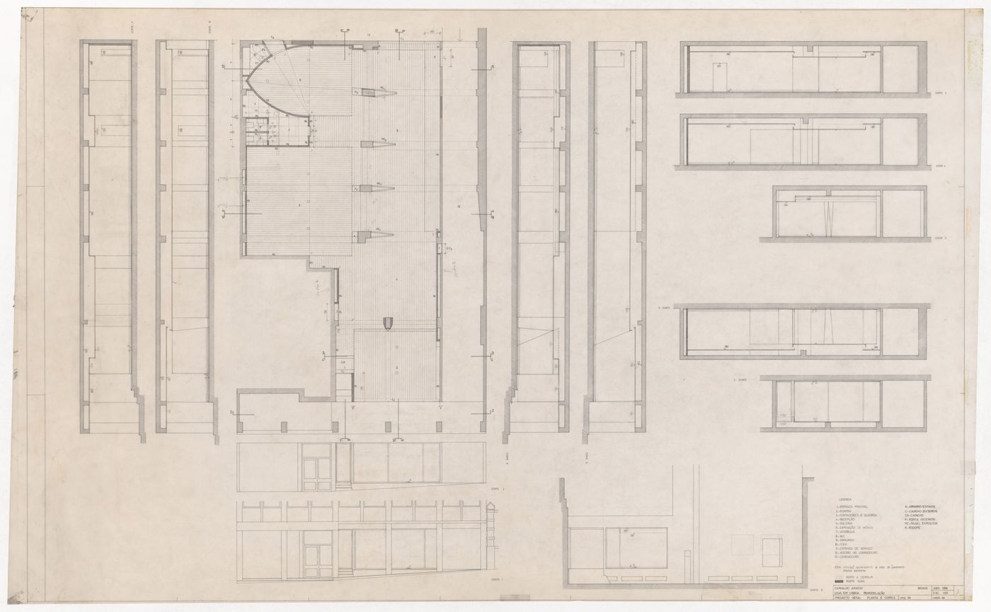 Plan and sections for Galeria Carvalho Araújo, Lisbon, Portugal