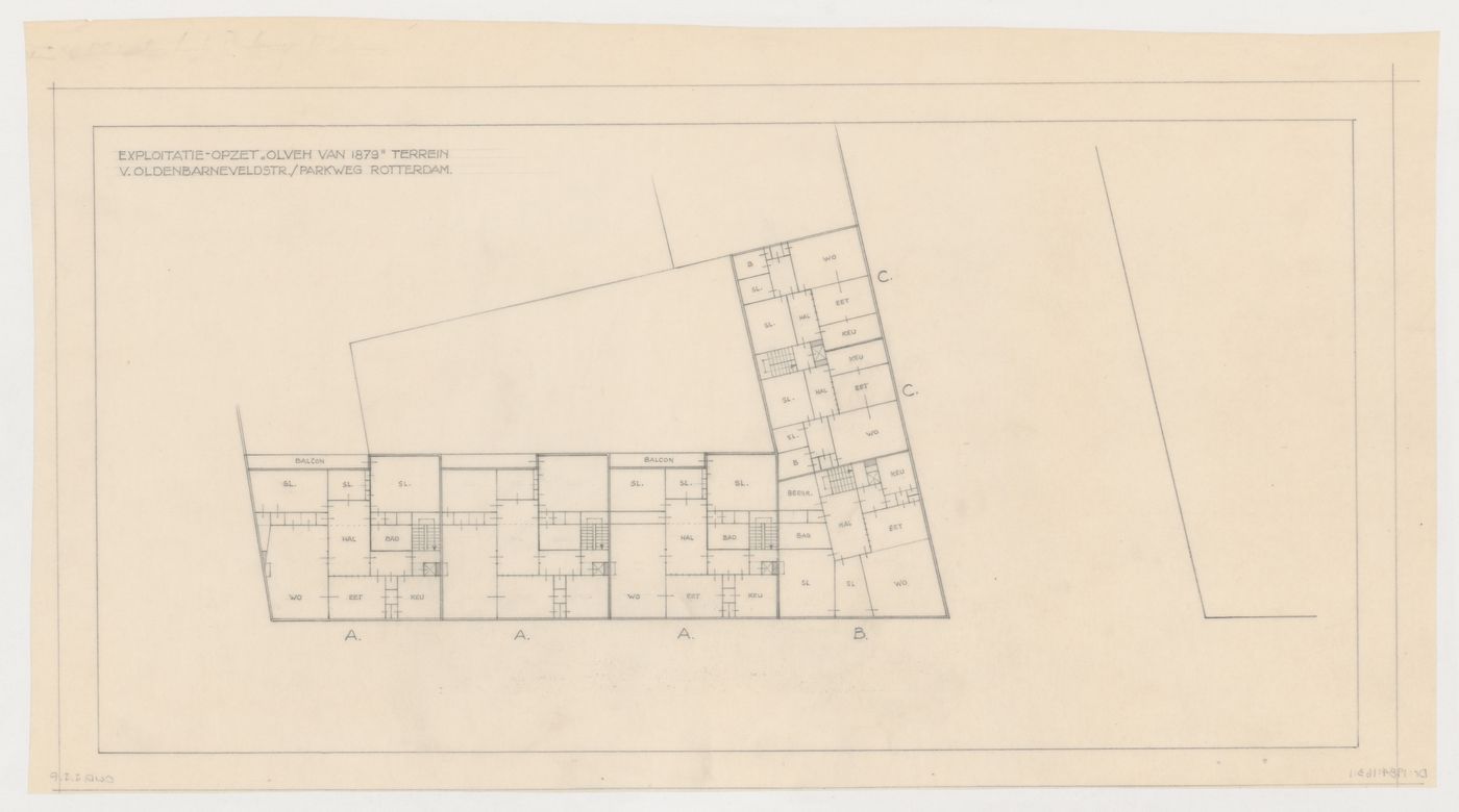 First floor plan for Olveh mixed-use development, Rotterdam, Netherlands