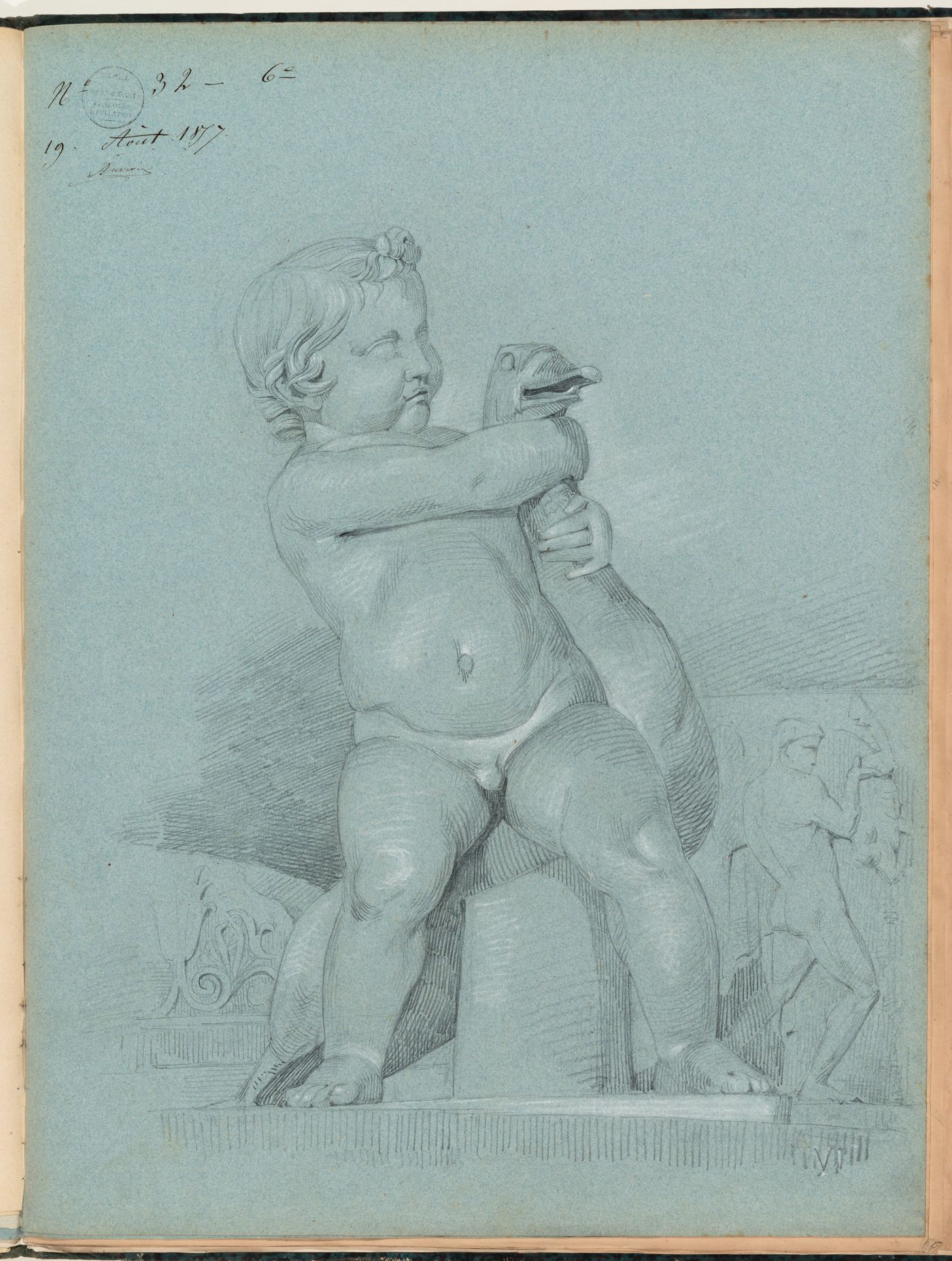 Concours d'émulation entry, 19 August 1857: Study of a Hellenistic sculpture, "Boy with a goose"