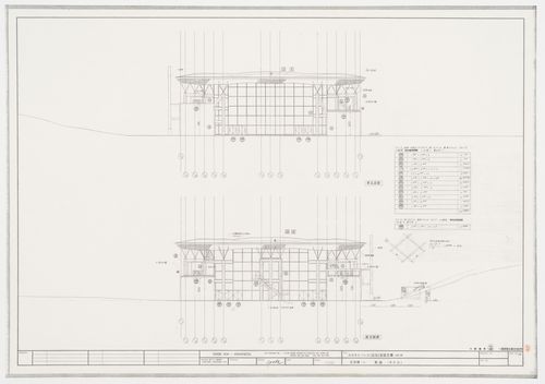 East and west elevations, Galaxy Toyama Gymnasium, Imizu, Japan