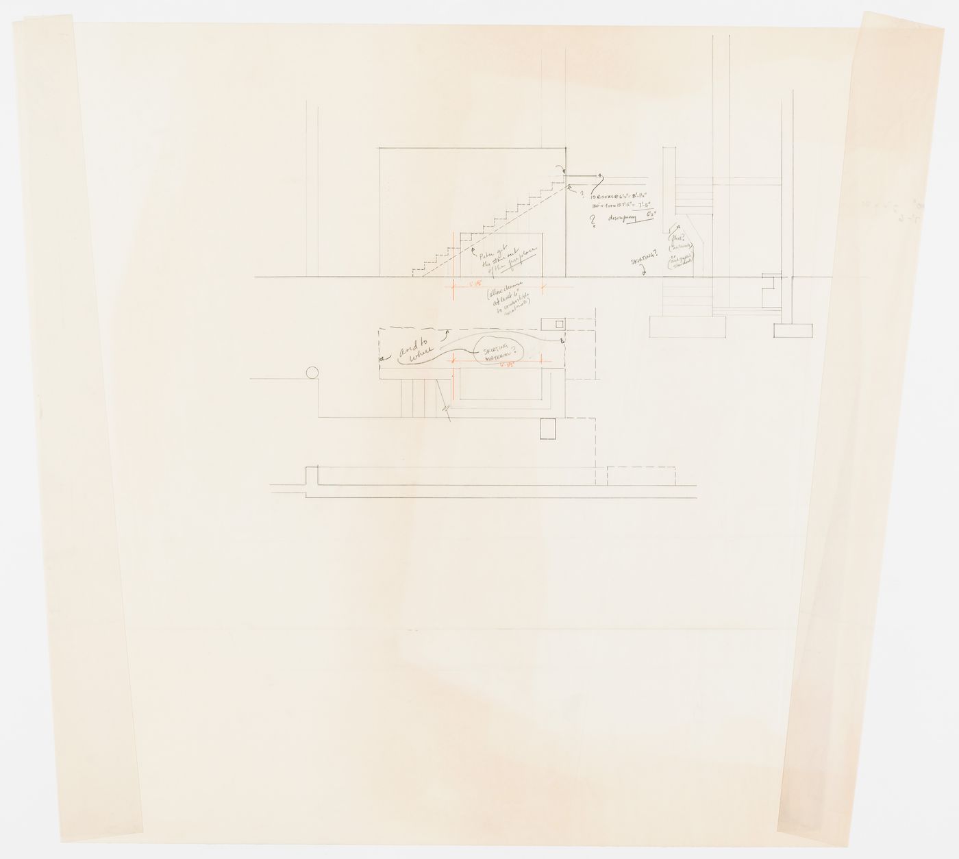 Sketches and notes for House I (Barenholtz Pavilion), Princeton, New Jersey