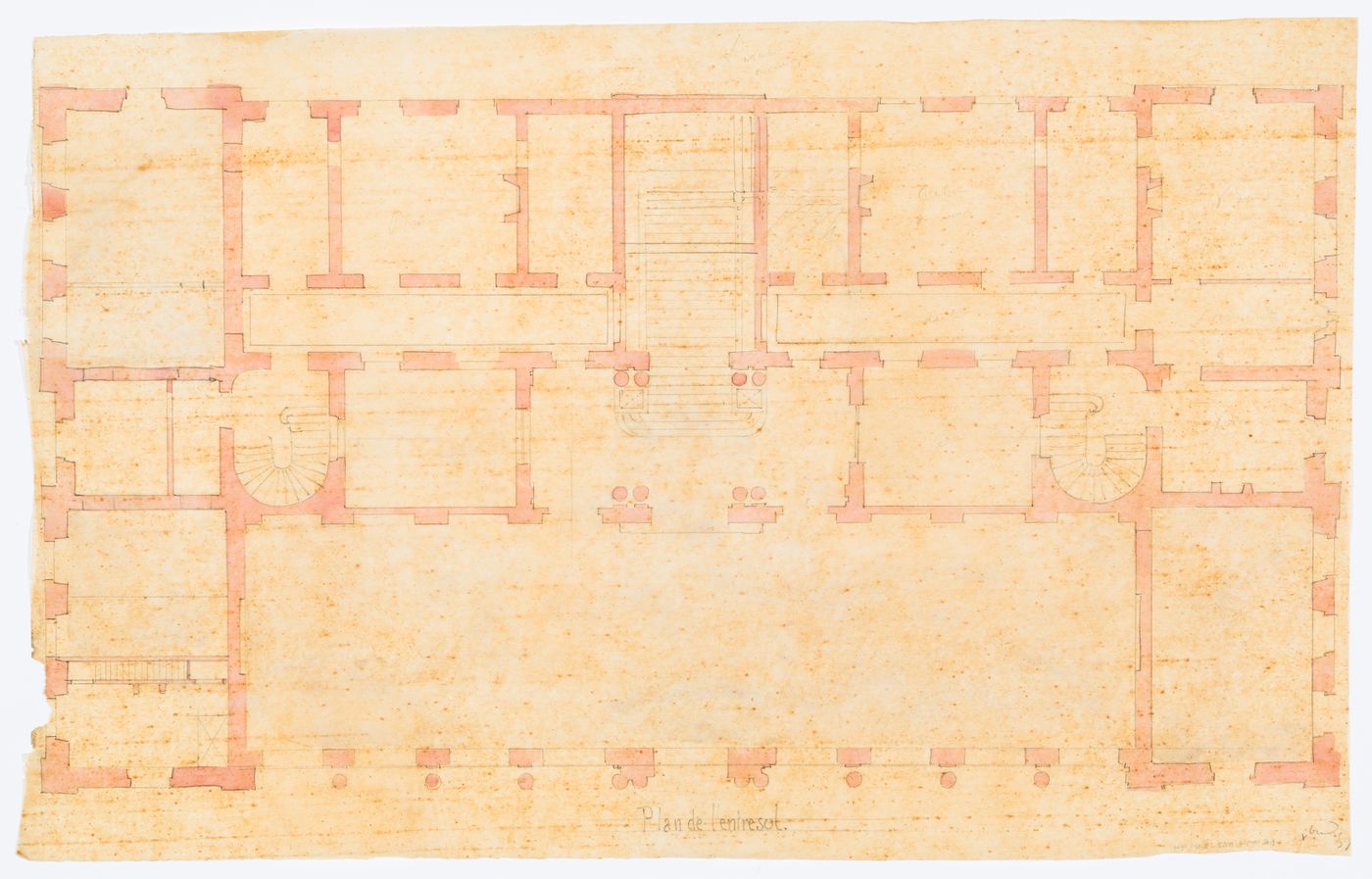 Project for a Hôtel de ville, Poitiers: Plan for the "entresol"