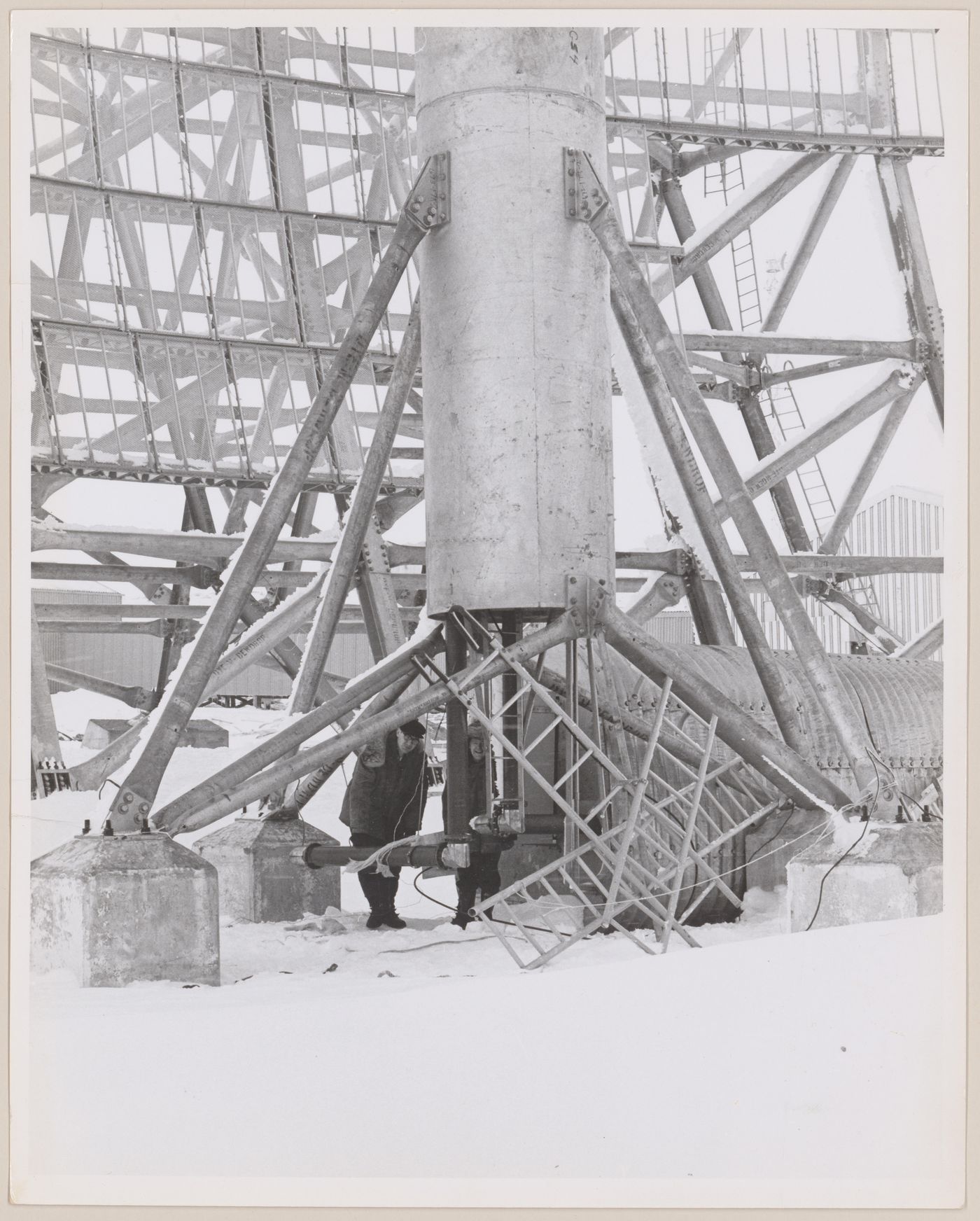 View of DEW Drop troposcatter telecommunication system, Cape Dyer, Nunavut, Canada