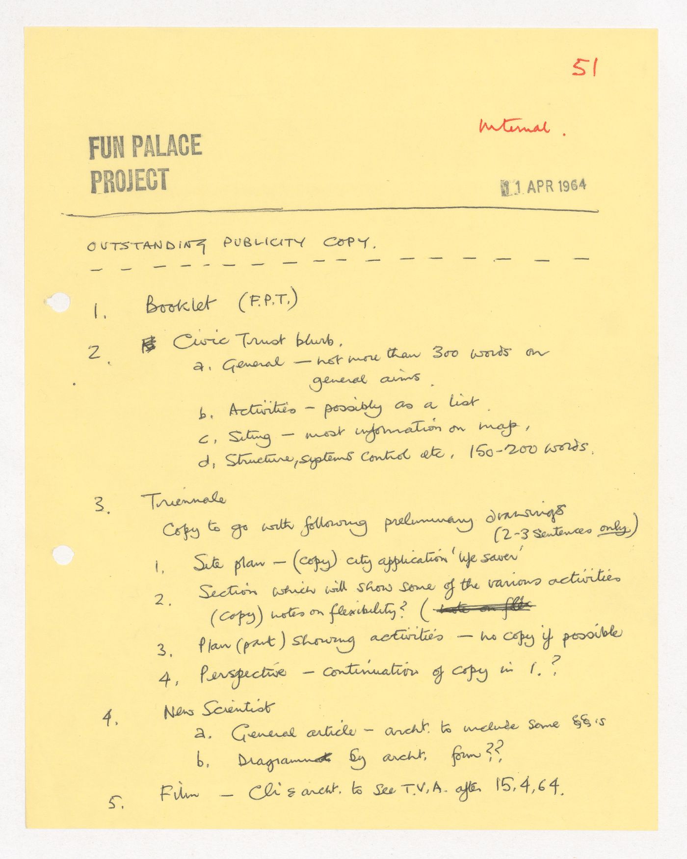 Notes regarding the Fun Palace Project