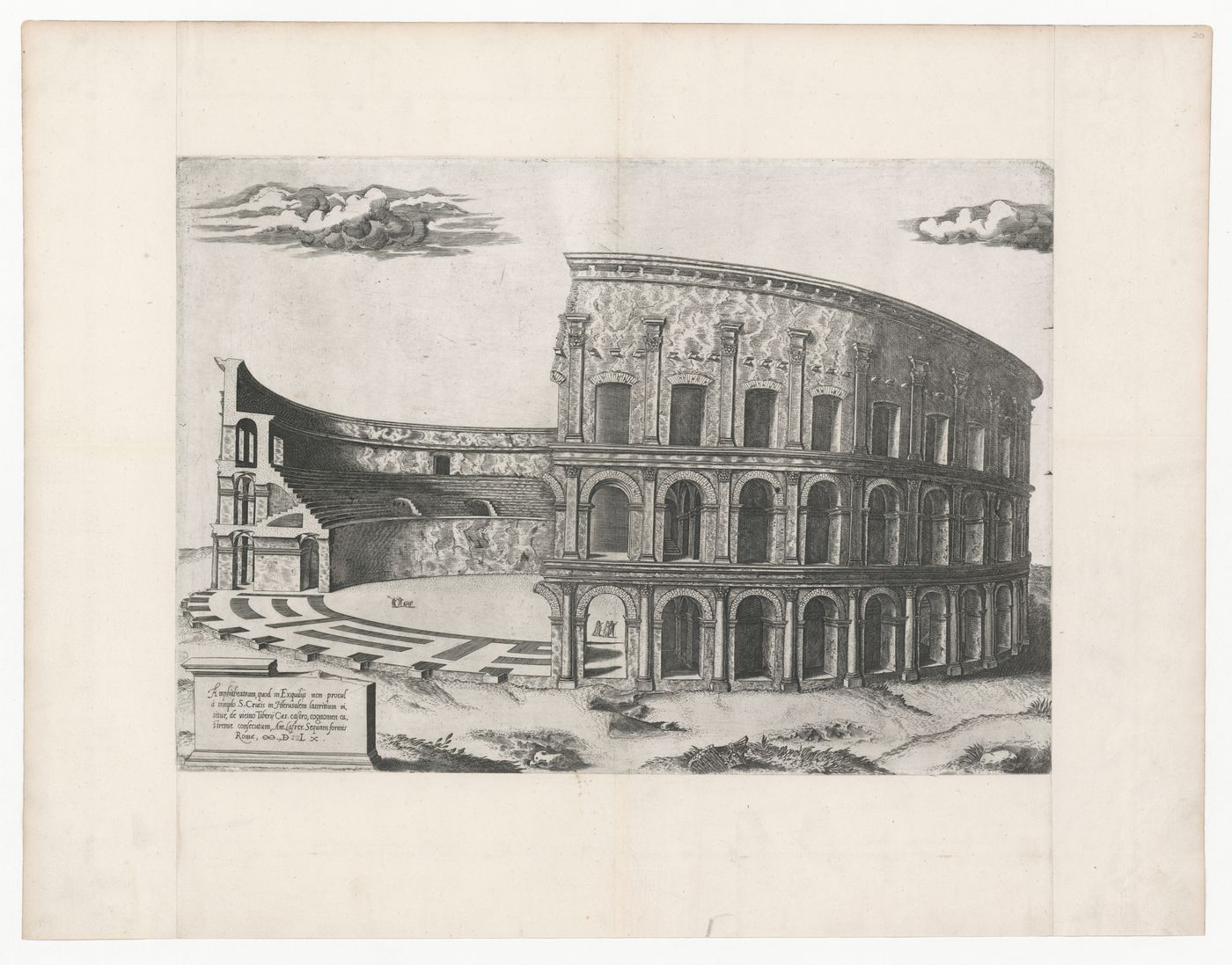 Cutaway perspective of the Castrense Amphitheatre, Rome