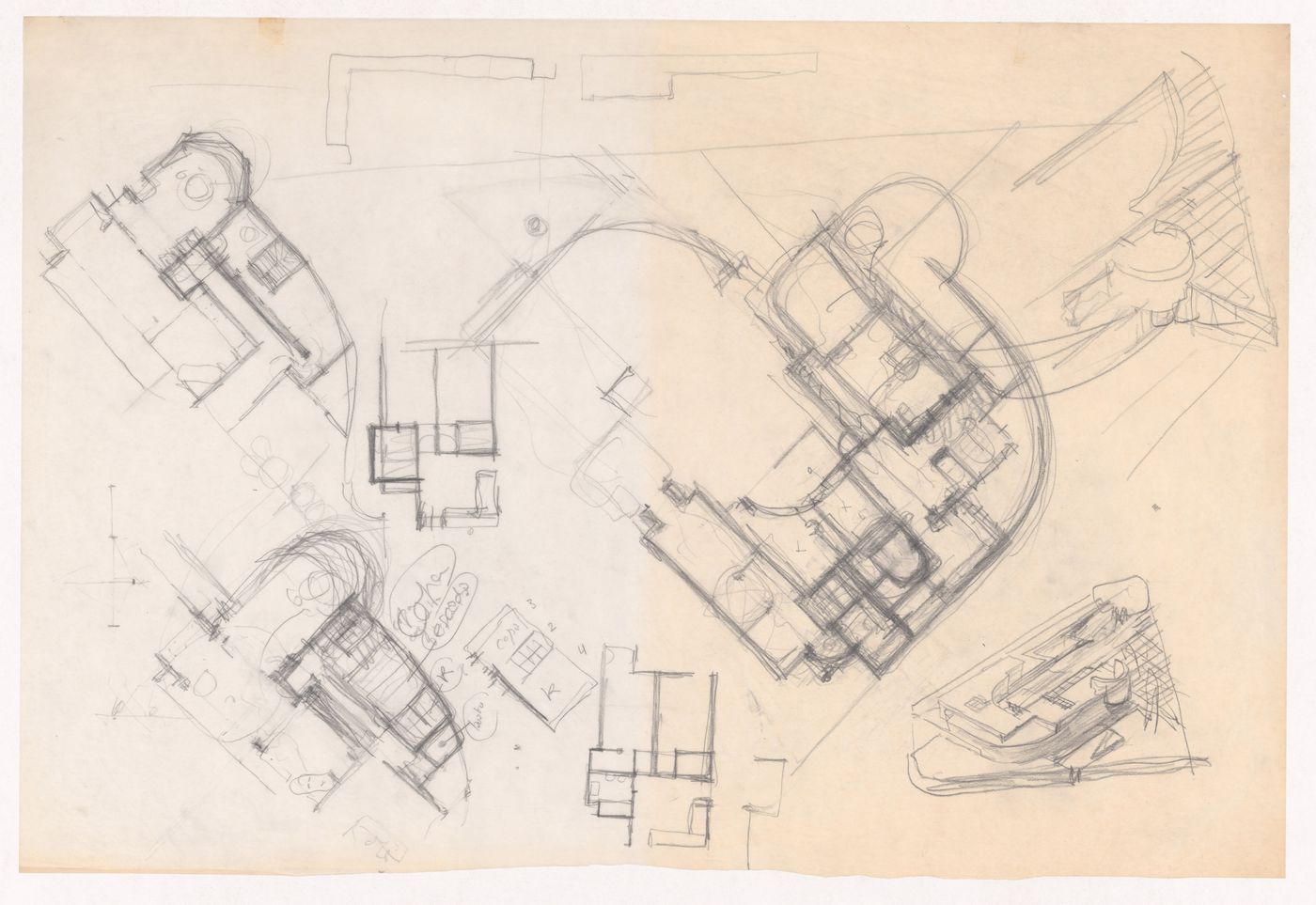 Sketches plans and axonometric views for Casa Marques Pinto, Porto, Portugal