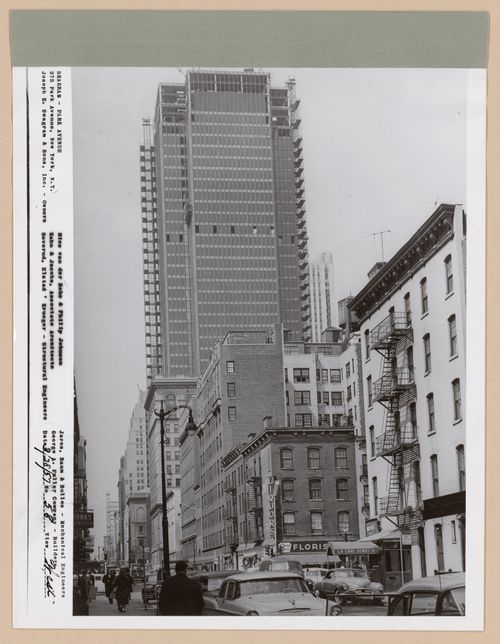 Seagram building under construction, 375 Park avenue, New York, N.Y., west view