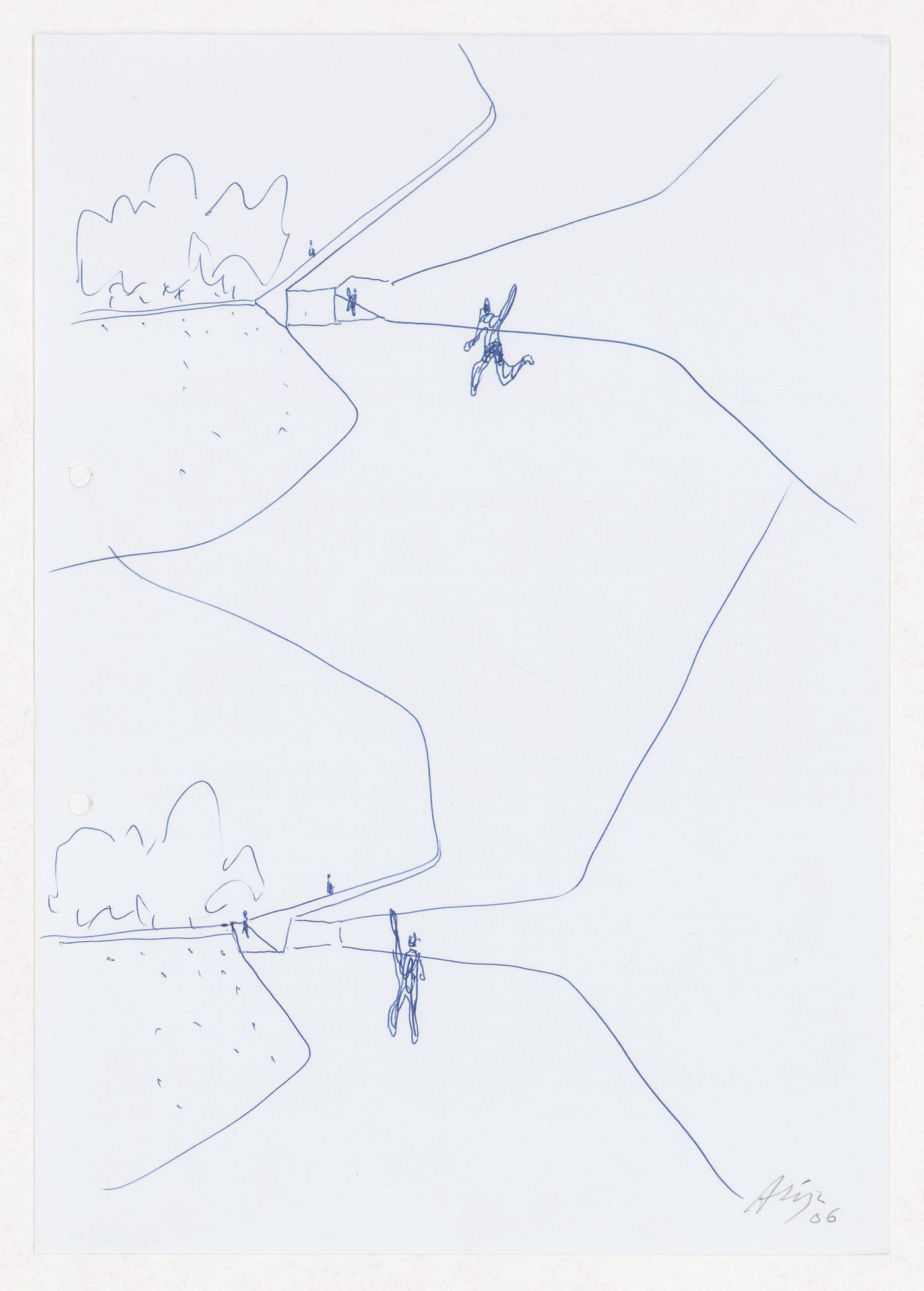 Sketch of figures on path for Parque de Vidago, Complexo Termal e Hotel Palace, Vidago, Portugal