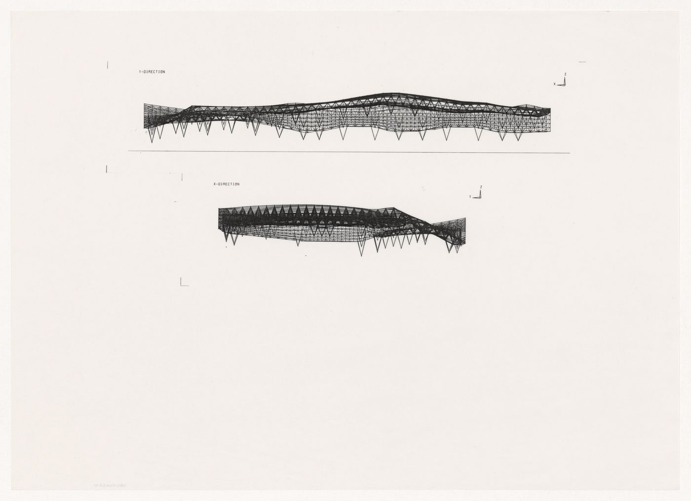 Wireframe roof sections for Odawara Municipal Sports Complex, Odawara, Japan