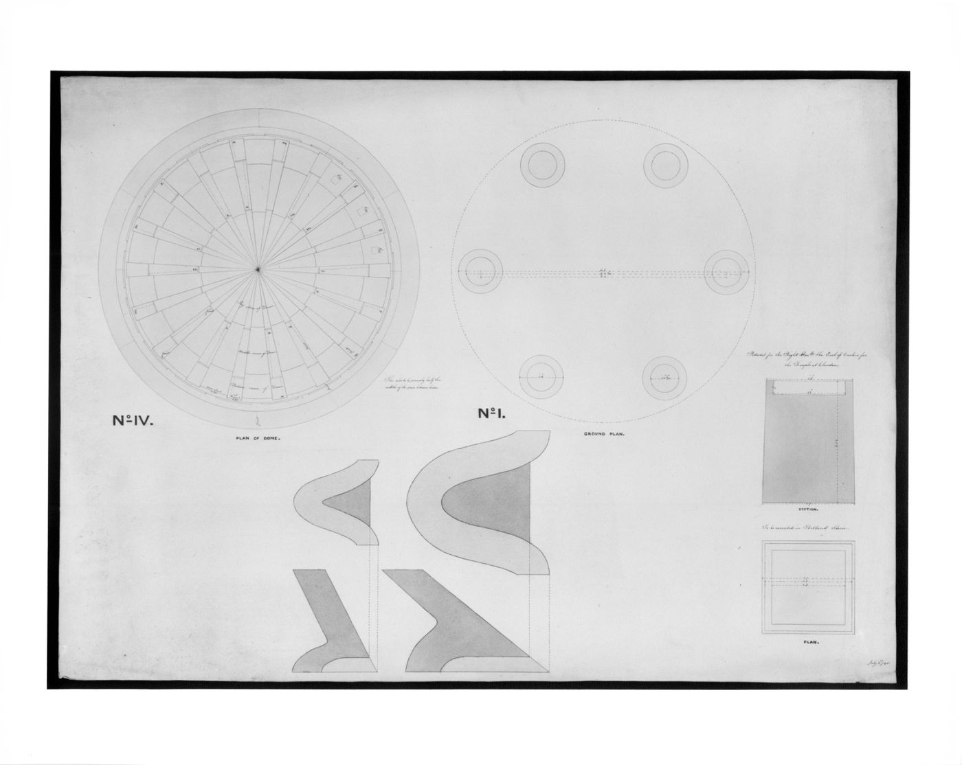 Ionic Temple, ClandonPark - Plan of Dome/Ground plan