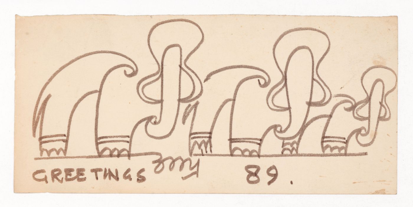 Greeting card with 3 elephants drawn by Aditya Prakash