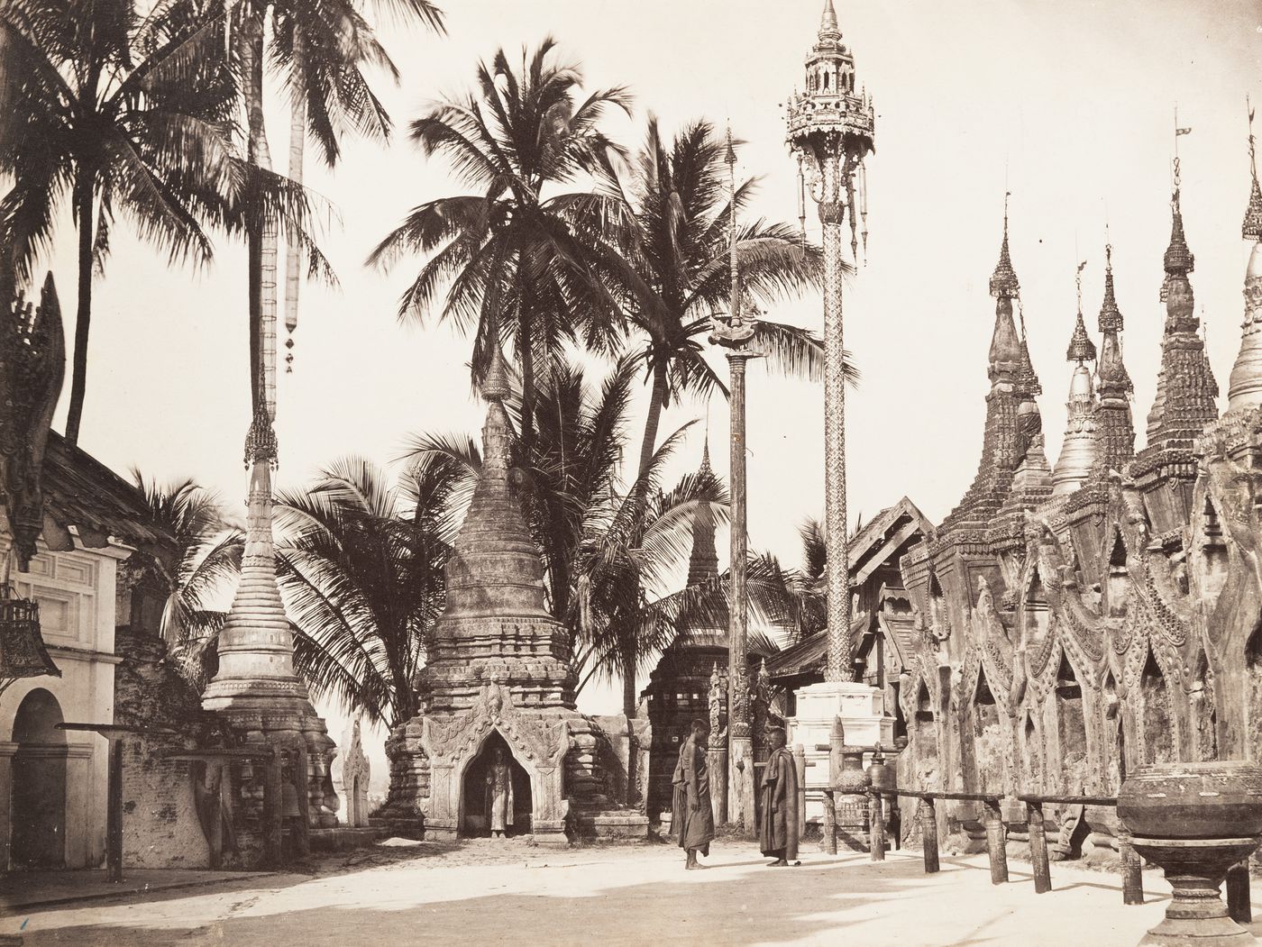 View of Buddhist shrines, Rangoon (now Yangon), Burma (now Myanmar)