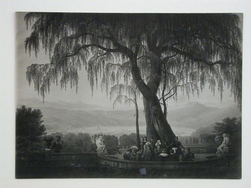 Photograph of the painting "Südliche Landschaft mit Rittern" by Karl Friedrich Schinkel, Schinkel Museum [?], Berlin, Germany