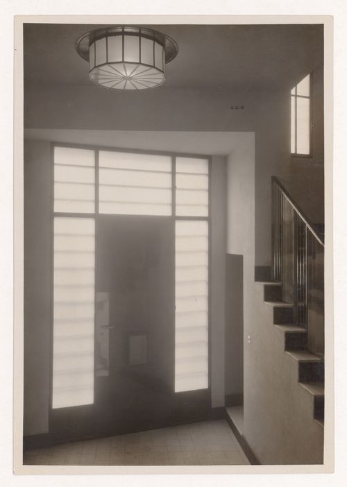 Interior view of front door of the Mallet-Stevens hôtel particulier, Mallet-Stevens road in the 16th arrondissement, Paris, France