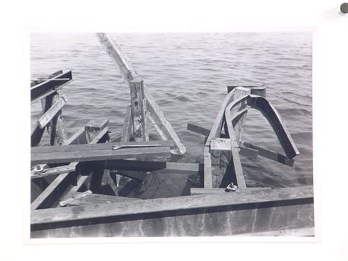 View of construction of a dock, from dock platform