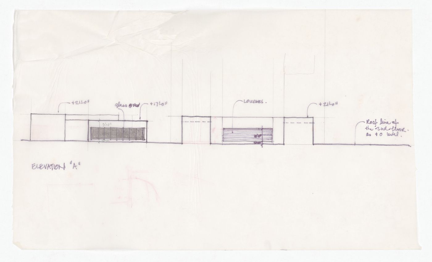 Sketch elevation for Henry Moore Sculpture Centre, Art Gallery of Ontario, Stage I Expansion, Toronto