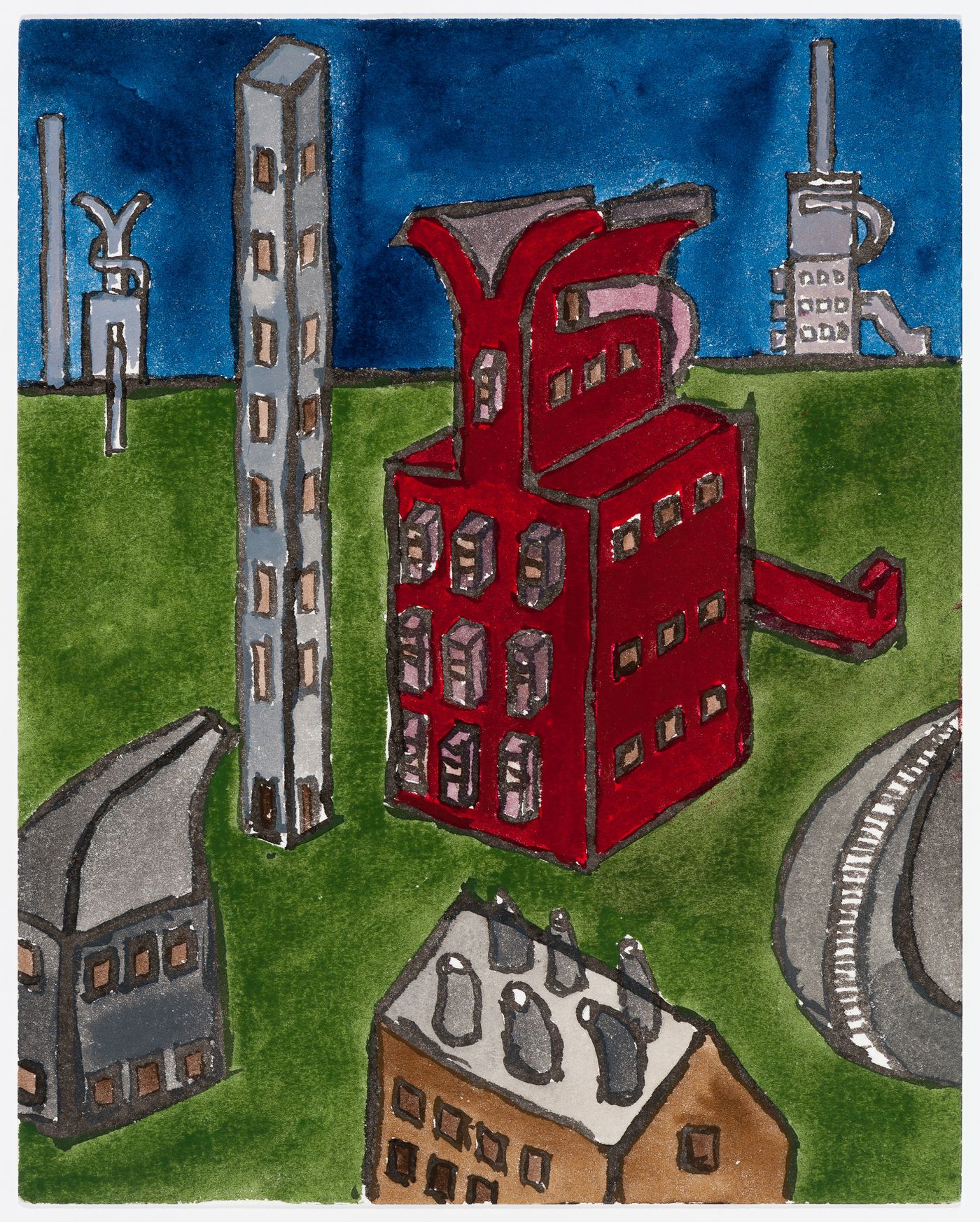 Painting for Berlin Night depicting Ministry of Communications, Record Keeper, Central Archives and Cemetery