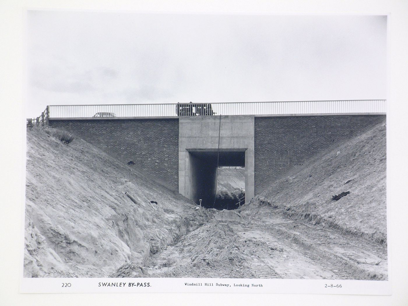 View of Windmill Hill accommodation road, looking north, during construction of the Swanley Bypass, England