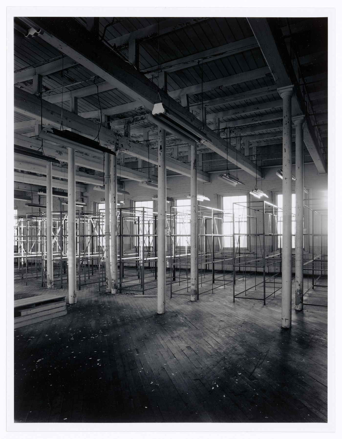 Interior view of workshops on the fourth floor of the Belding Corticelli Spinning Mill, Montréal, Québec