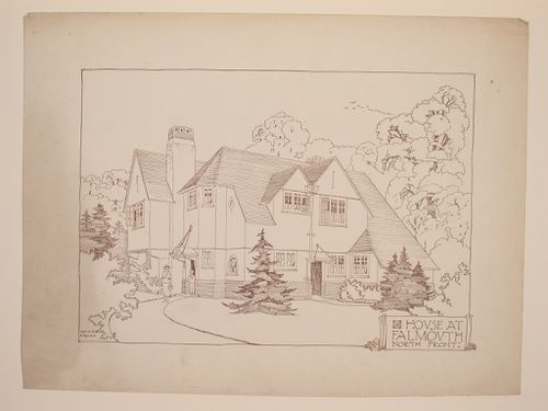 Perspectival view showing the north front of a house at Falmouth, England