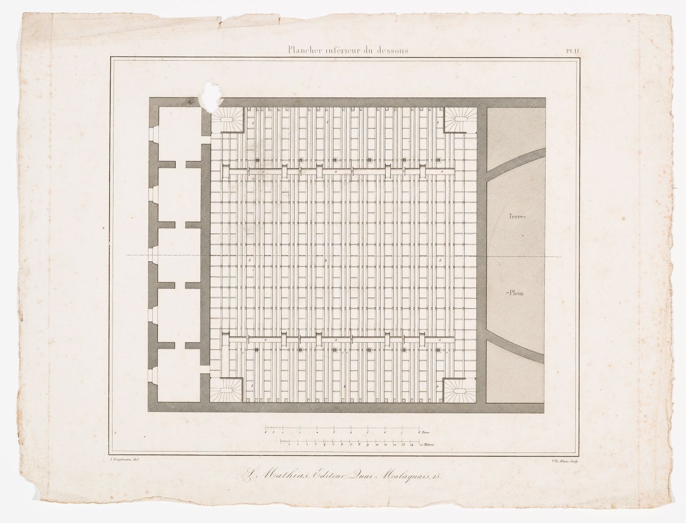 Framing plan of a basement, probably of Salle Le Peletier